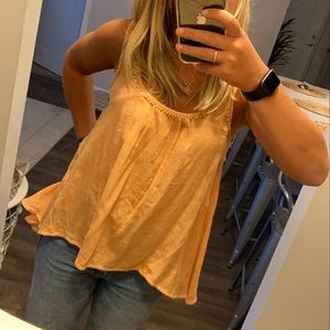 Trendy cute linen orange tank! Size XS